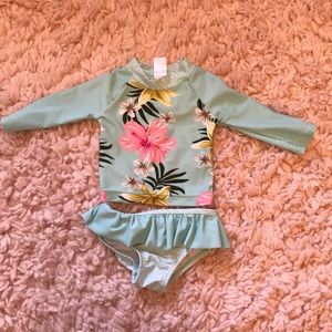 Bathing Suit with Rash Guard Top